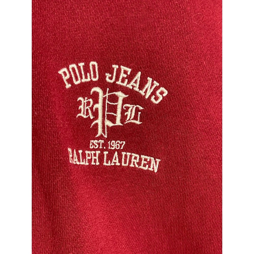 Vintage Polo Ralph Lauren Sweatshirt XL Red Crimson Varsity Track Embroidered - Picture 2 of 8